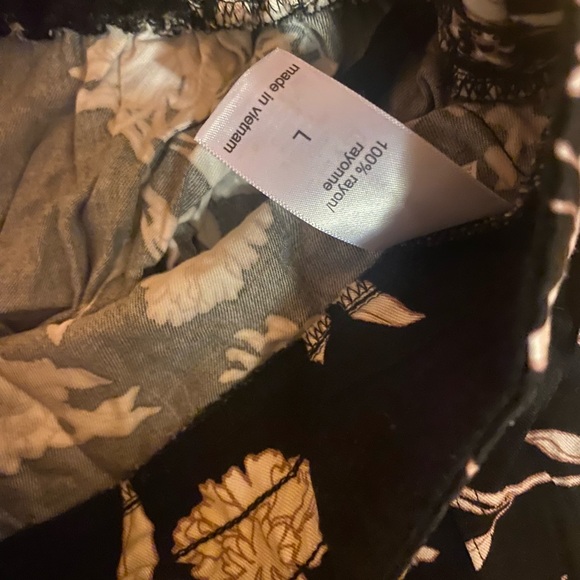 Maurices Black Open legged Pants with White Floral Design - Picture 3 of 4